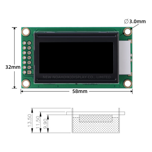 BTN Black Film 0802B-2 3.3V Character Display Screen 0802 LCD 14 PIN Character Dot Matrix Screen - Image 4