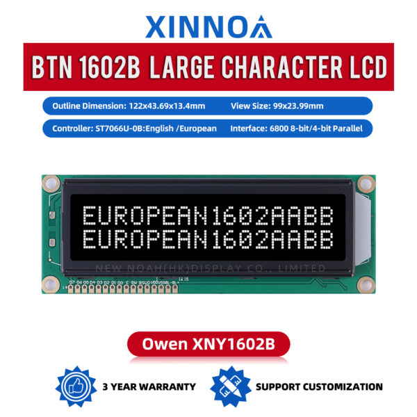 European BTN Black Film 1602B 5V 3.3V LCD Screen Original ST7066U Chip Character Display Screen