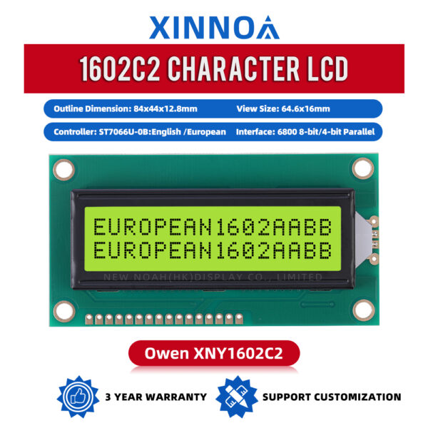 European Yellow Green Film 1602C2 Arduino With Backlight Built-In Character Screen