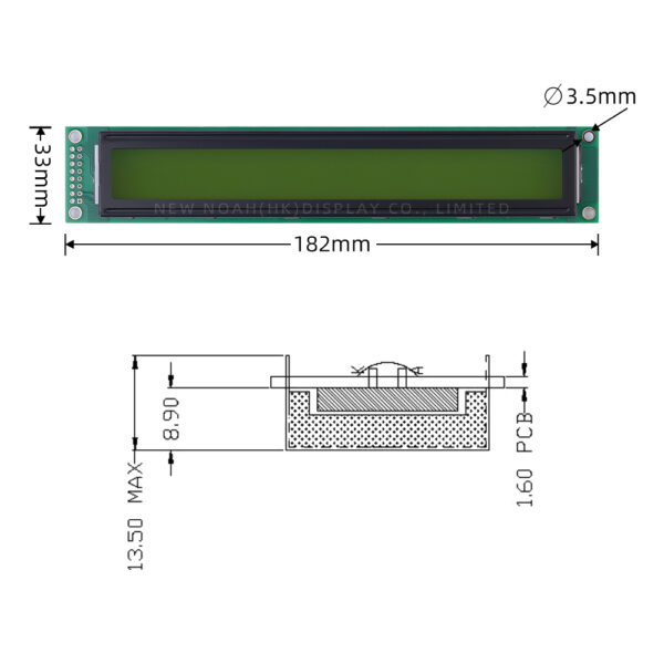 Cyrillic Yellow Green Film 4002A High Brightness LCD Screen 40*2-Character Dot Matrix Screen - Image 4