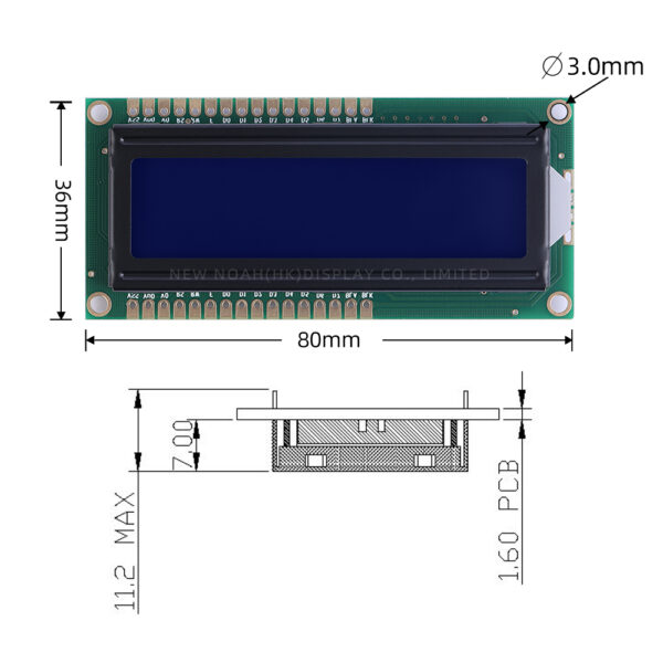 European Blue Film White Letters 1602W-6 Full Perspective Multiple Word Libraries LCD Character Screen - Image 4
