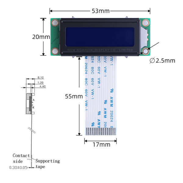 Cyrillic Blue Film White Letters 1602A-20-2A Character LCD Screen - Image 4