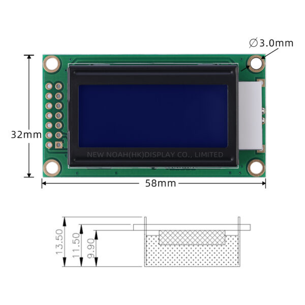 Persian Blue Film White Letters 0802B-2 LCM Character LCD Display - Image 4