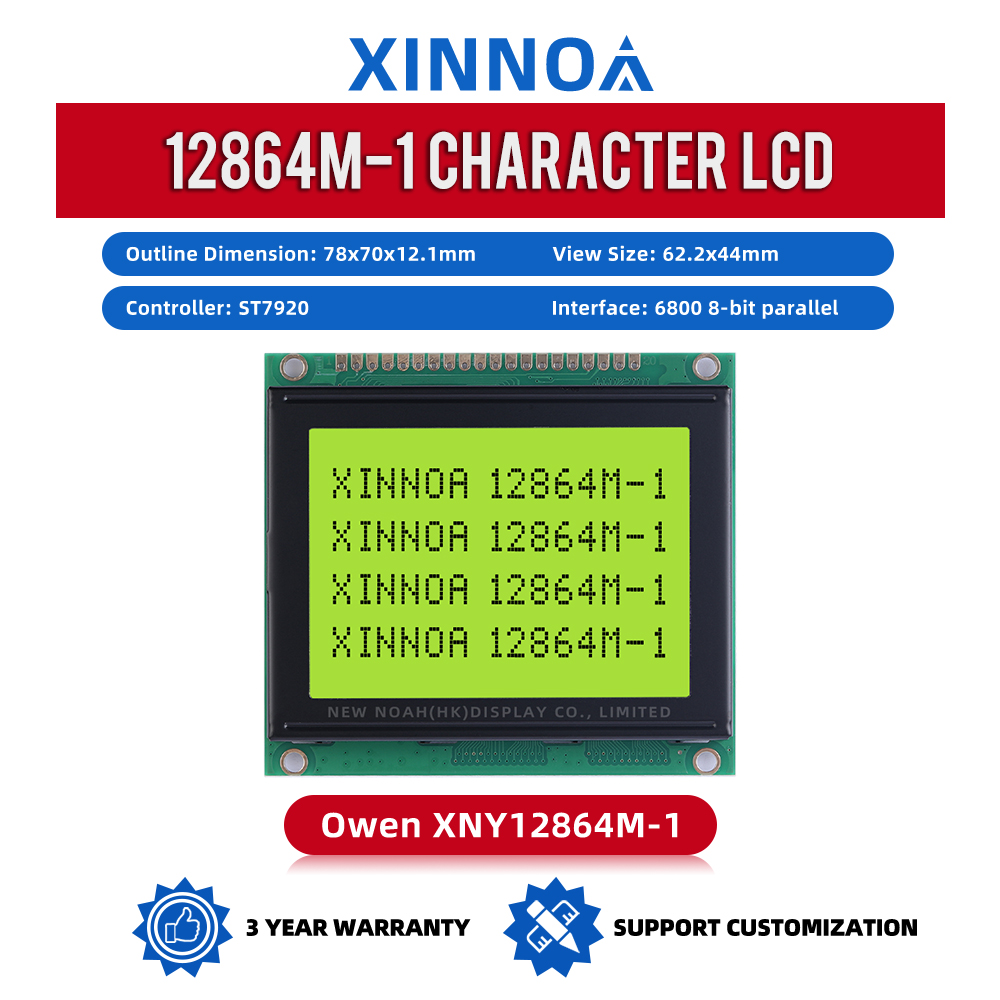 Yellow Green Film LCM12864M-1 Graphic LCD Display Screen WiStar Controller ST7920 12864 Module 5V Power Supply