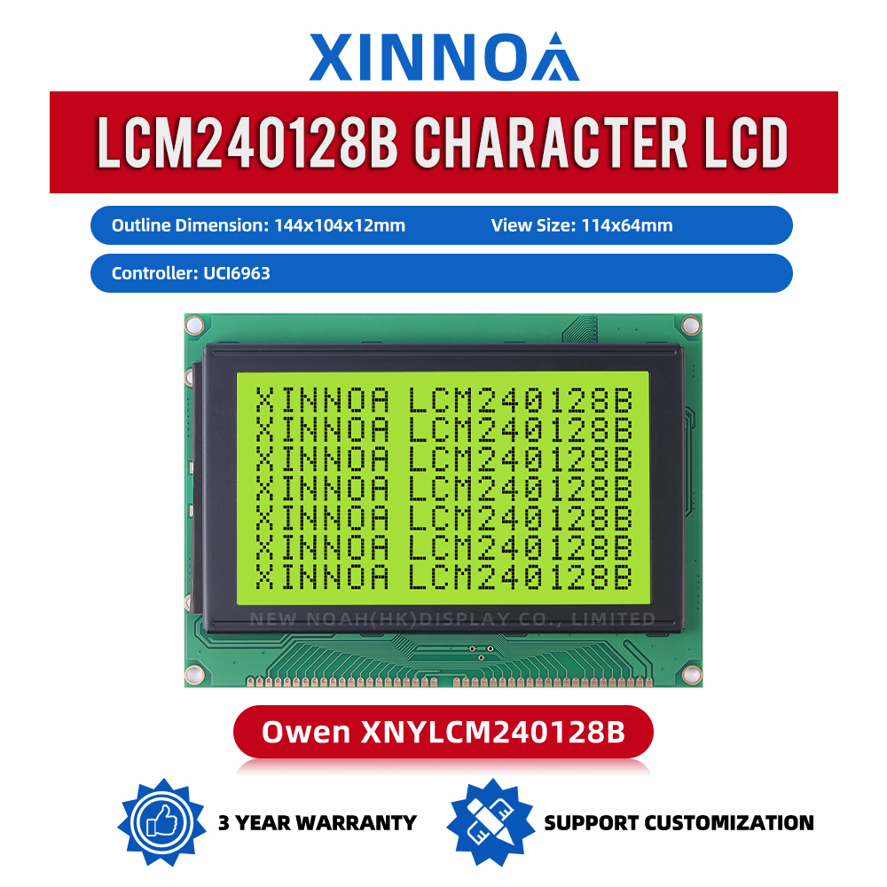 Yellow Green Film LCM240128B Touch Panel Screen PlaStic 144X104MM LCD Display Module With