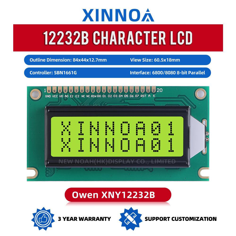 Yellow Green Film 12232B Character Screen 20PIN Standard Interface LCD Display 3.6-Inch LCD Screen