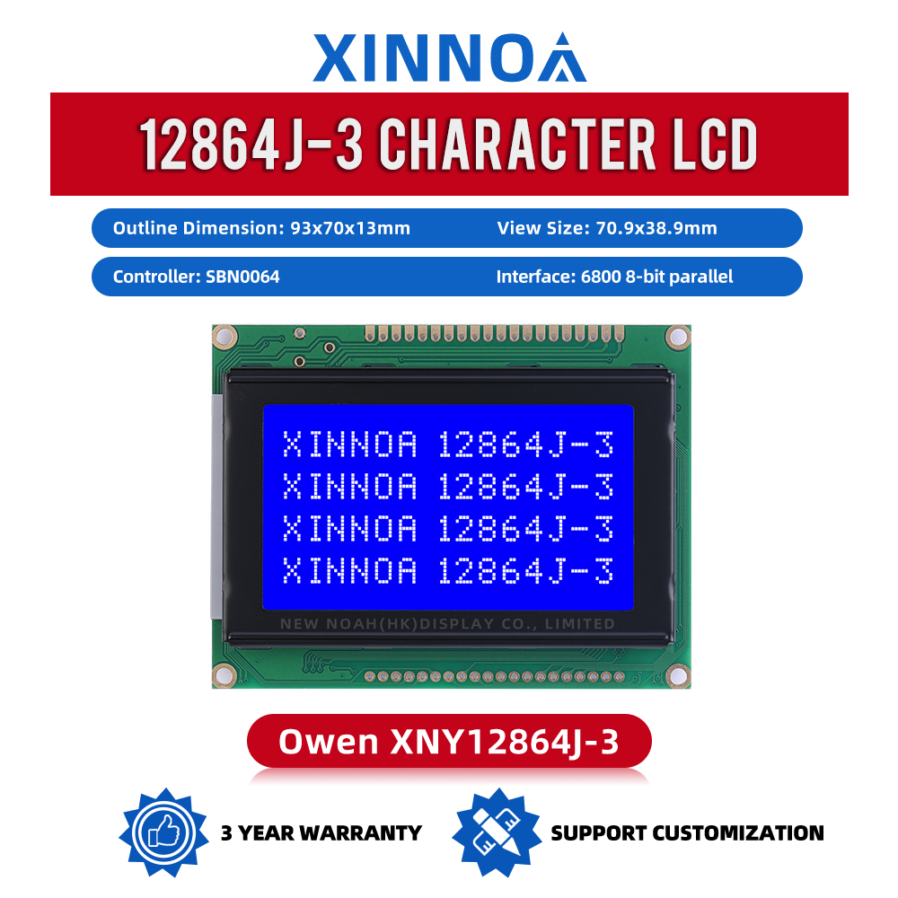 Blue Film 5V 12864J-3 WiStar 20P 93X70MM STN 5V Power Supply 128X64 Graphic LCD Display Screen