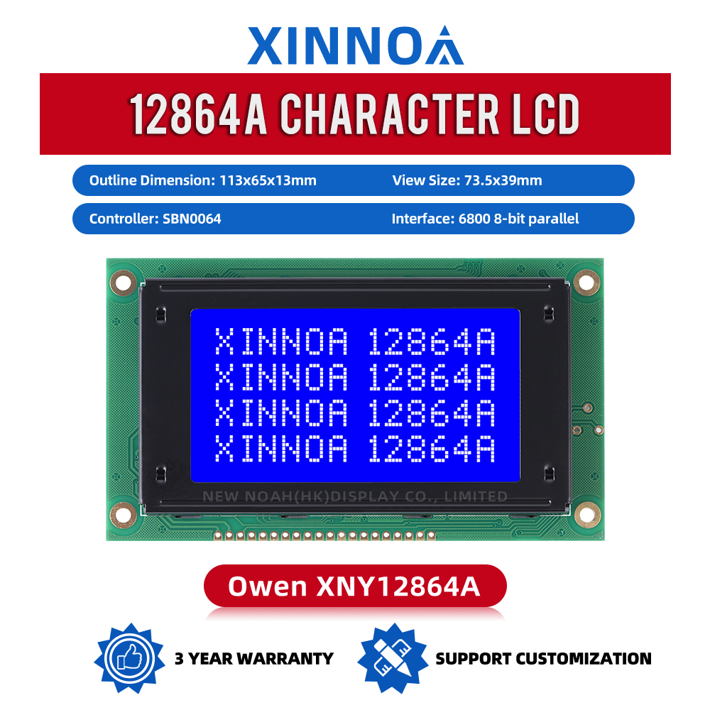 Blue Film Dots LCD Module 5V SBN0064 Parallel Port 12864A LCD Display With Backlight
