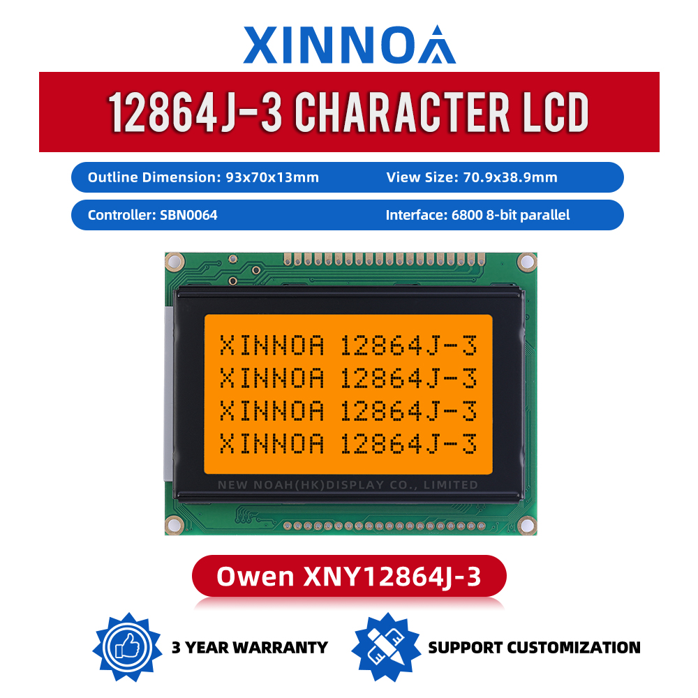 Grey Film 12864J-3 Graphic LCD Display Screen STN 6800 Parallel SBN0064 12864 Module 5V Power Supply 128X64