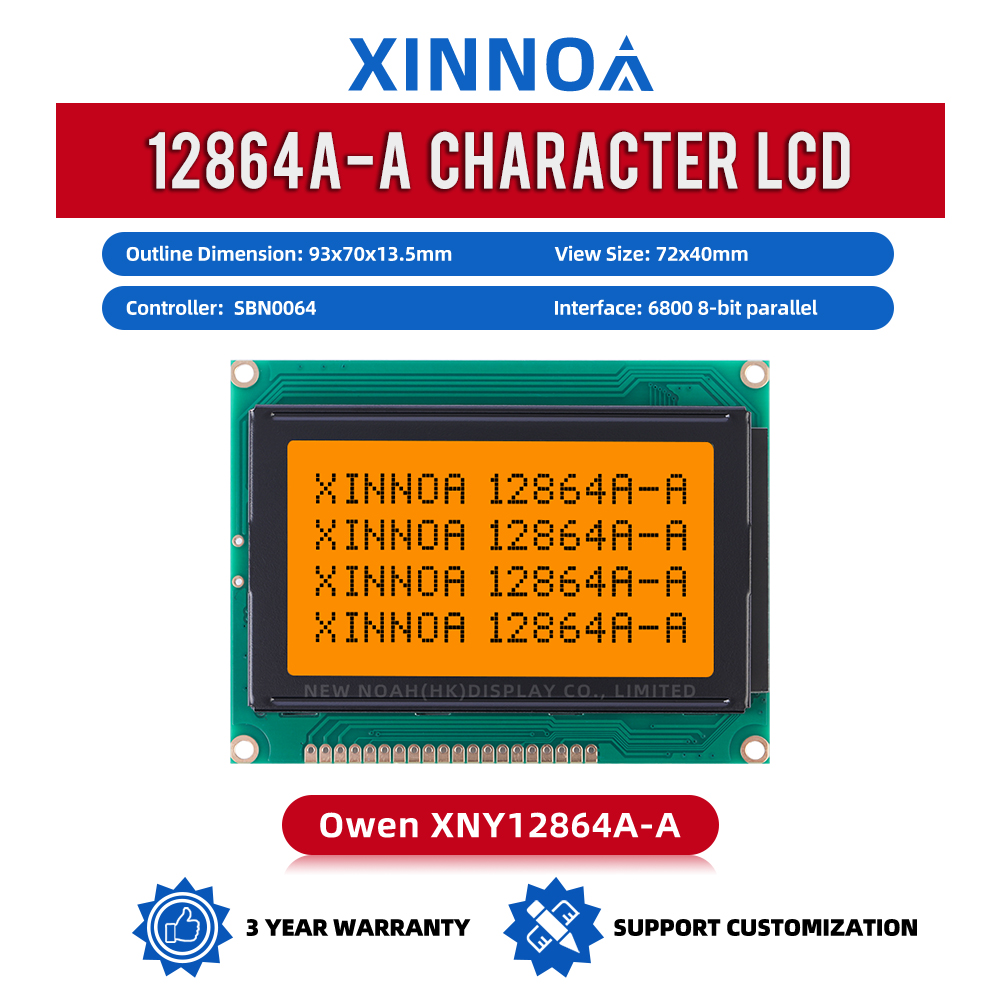 Grey Film 12864A-A Working Temperature LCB Graphic STN LCD Display Module SBN0064 Controller