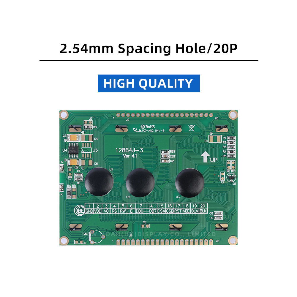 Blue Film 5V 12864J-3 WiStar 20P 93X70MM STN 5V Power Supply 128X64 Graphic LCD Display Screen - Image 2