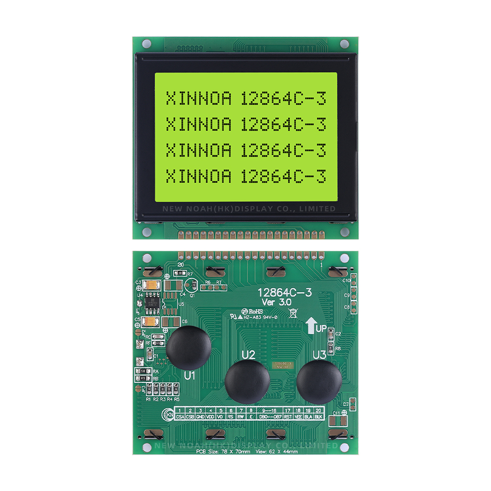 Yellow Green Film LCM12864C-3 78X70MM 128X64 20PIN Parallel Port Controller SBN0064 Monochrome Screen - Image 3