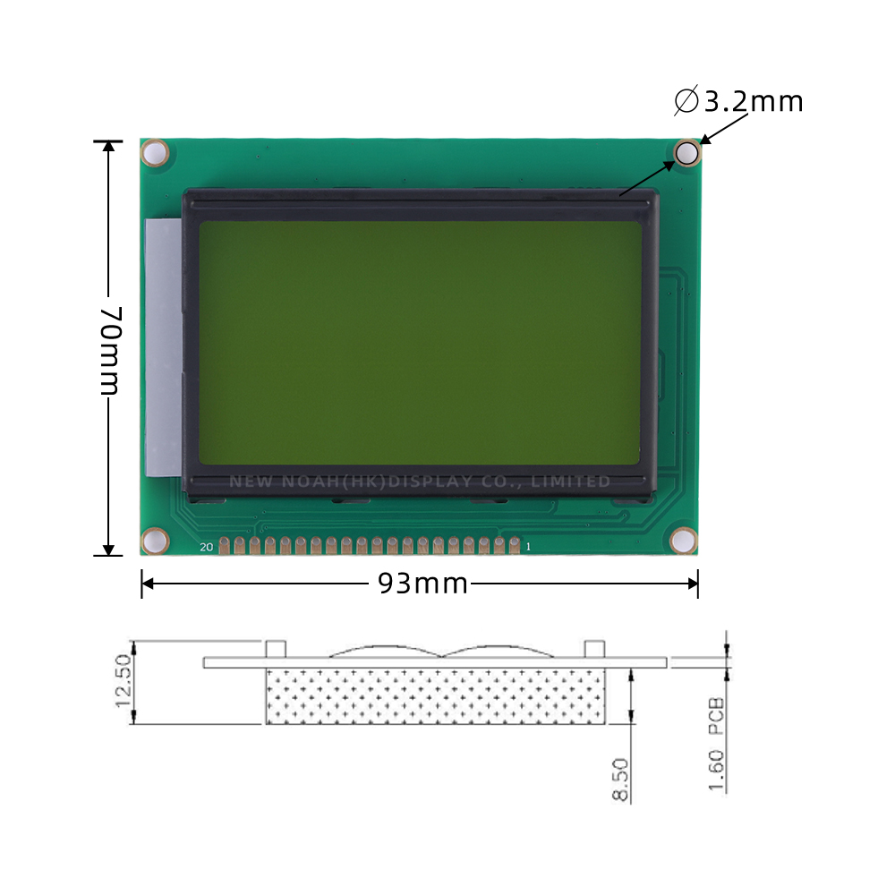 Yellow Green Film Spot Wholesale 12864J-13 InduStrial Grade LCD Screen 128*64 Controller SBN0064G - Image 4