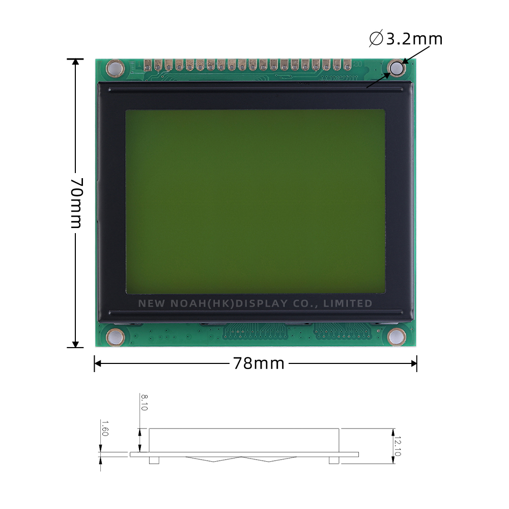 Yellow Green Film LCM12864M-1 Graphic LCD Display Screen WiStar Controller ST7920 12864 Module 5V Power Supply - Image 4