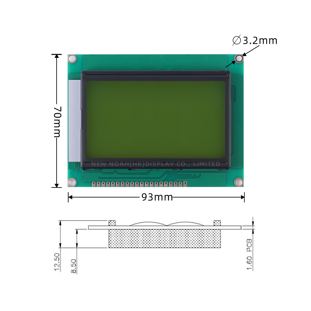 Yellow Green Film Source Manufacturer 12864-21M Chip ST7920 Voltage 3.3V 5V Serial Port LCD Screen - Image 4