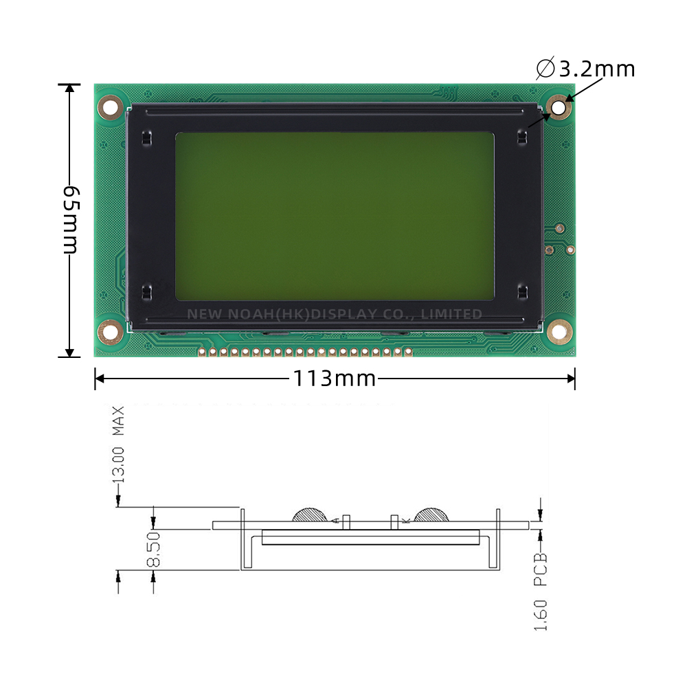 Yellow Green Film 12864A 20PIN SBN0064 Controller Parallel Port For Arduino 128X64 Graphics LCD - Image 4