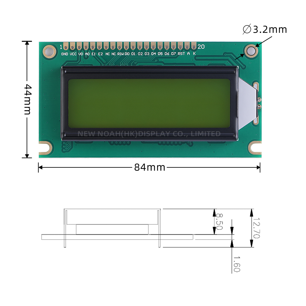 Yellow Green Film 12232B Character Screen 20PIN Standard Interface LCD Display 3.6-Inch LCD Screen - Image 4