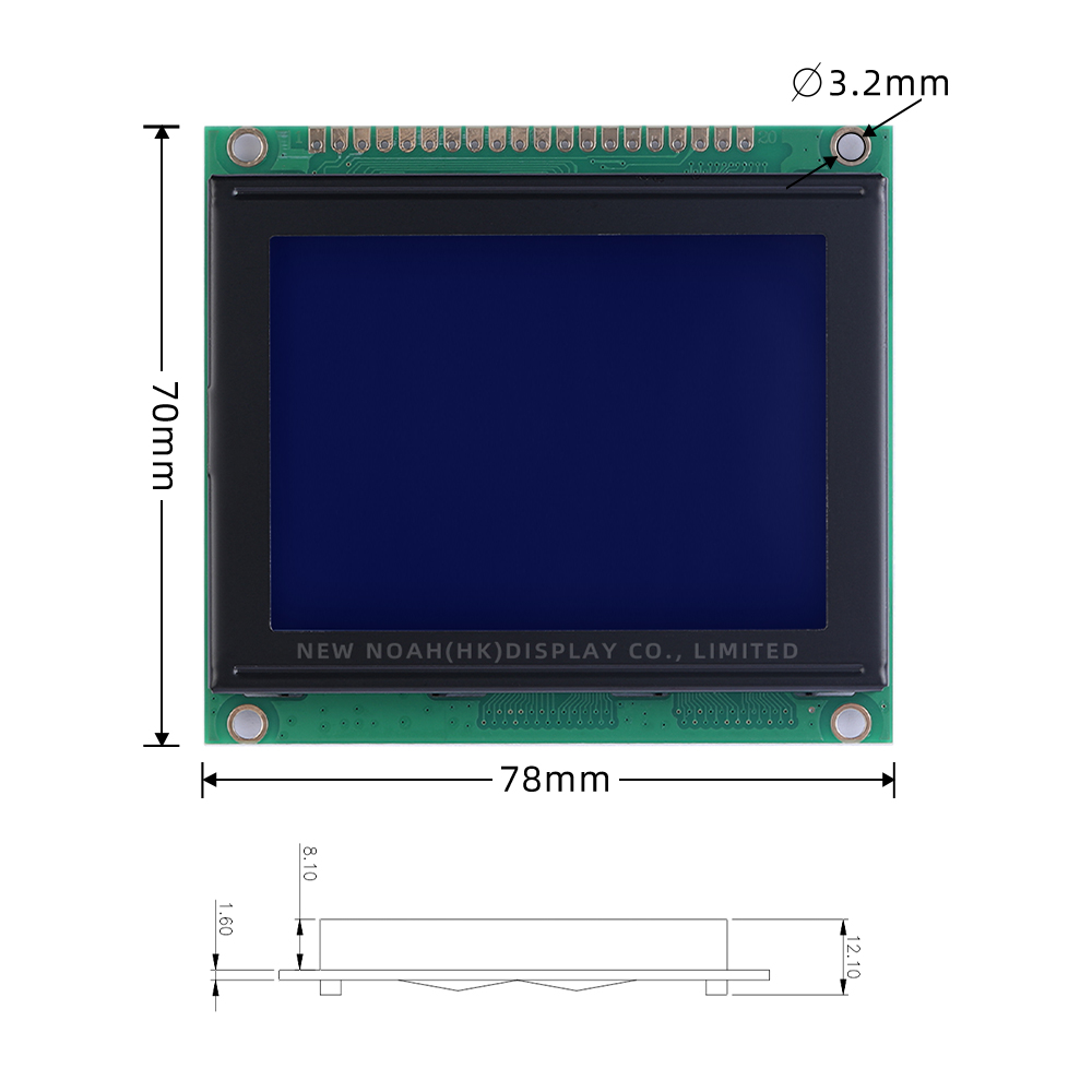 Blue Film LCM12864M-1 WiStar Graphic LCD Display Screen 20P STN 6800 Parallel Controller ST7920 - Image 4