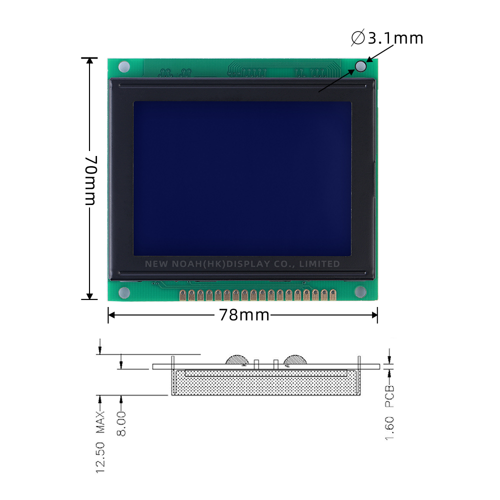 Blue Film 12864C-5 128X64 Dot Matrix LCD Display Module SBN0064 Controller 18PIN Parallel Port - Image 4