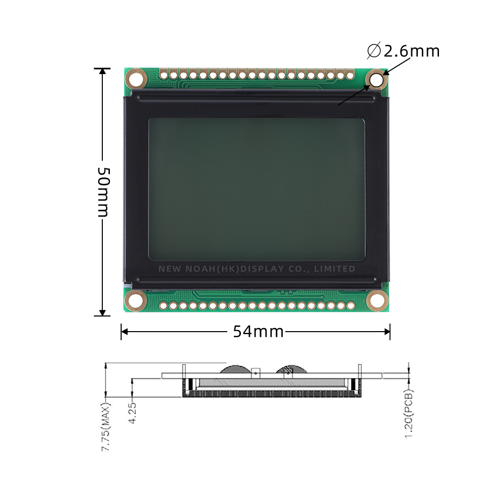 Grey Film 12864I Text Display LCD Controller SBN0064 Structure 54*50MM - Image 4