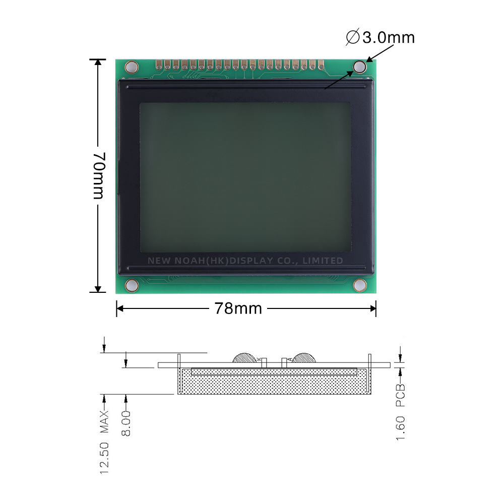 Grey Film InduStrial Grade STN LCM12864F-3 T6963C UCI6963C Graphics Module LCD Display 6800 Parallel Port - Image 4