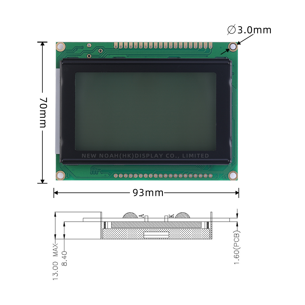 Grey Film 12864J-3 Graphic LCD Display Screen STN 6800 Parallel SBN0064 12864 Module 5V Power Supply 128X64 - Image 4