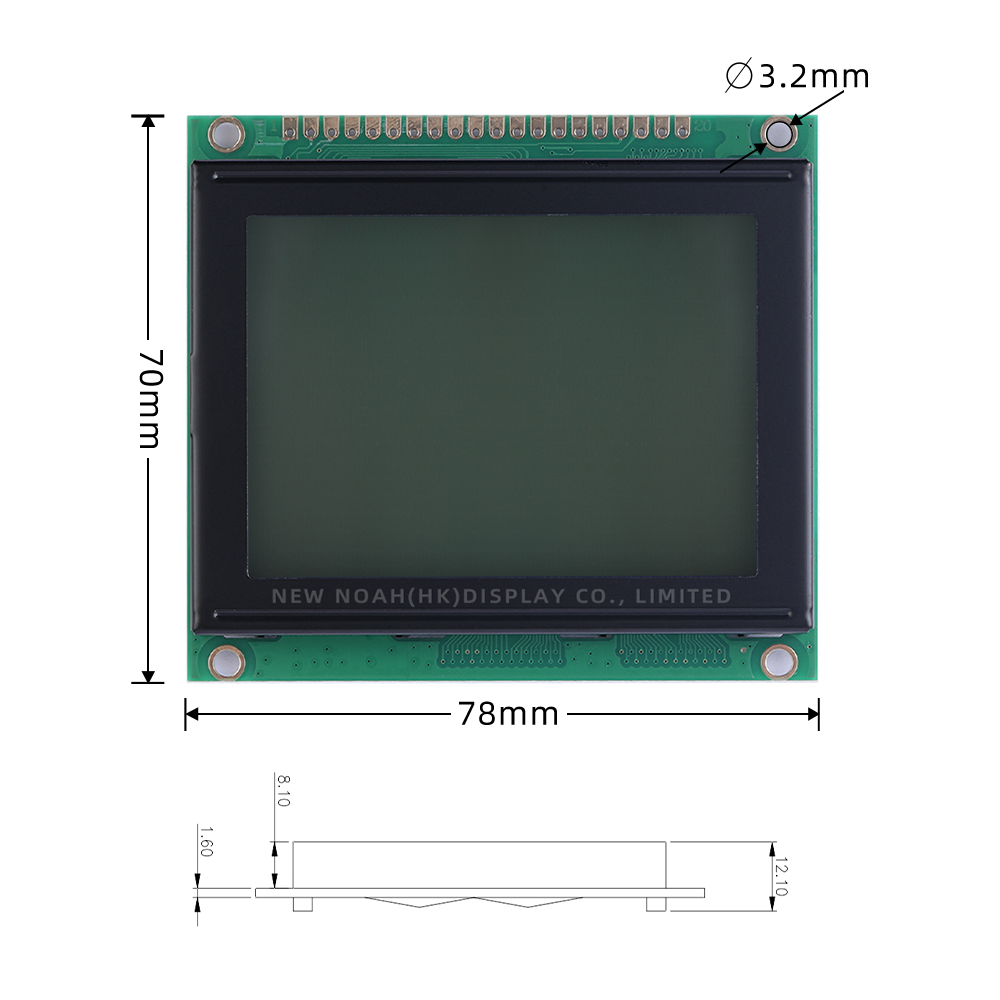 Grey Film LCM12864M-1 WiStar 20P LCD Display Screen STN 6800 Parallel 93X70MM Controller ST7920 - Image 4