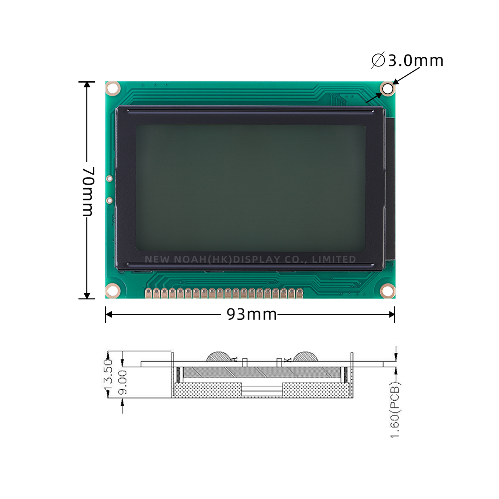 Grey Film 12864A-A Working Temperature LCB Graphic STN LCD Display Module SBN0064 Controller - Image 4