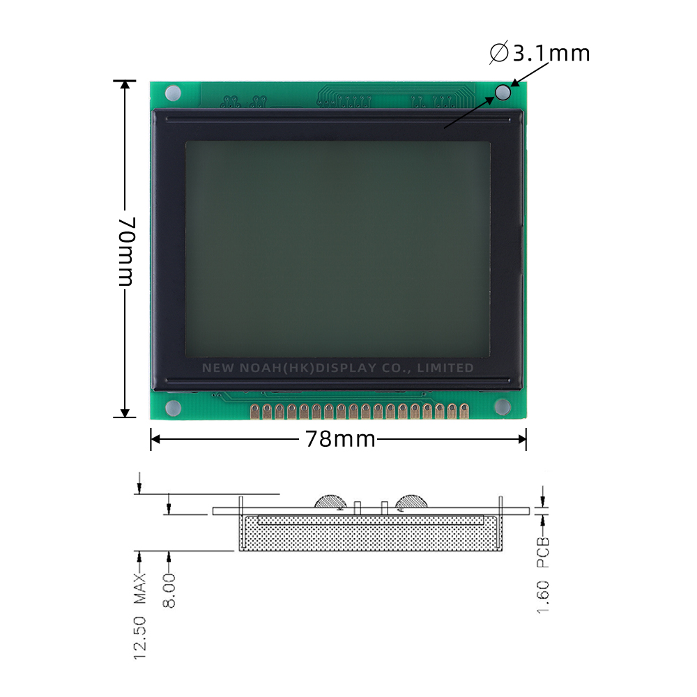 Grey Film 12864C-5 128*64 LCD Display Module 78X70MM SBN0064 18PIN Parallel Port LCD12864 - Image 4