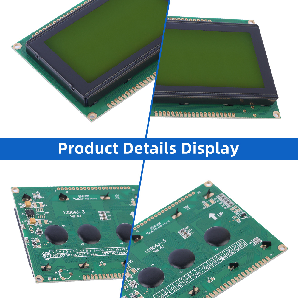 Yellow Green Film 12864J-3 93X70MM STN 6800 Parallel SBN0064 Module 5V Power Supply Graphic LCD Display Screen - Image 5