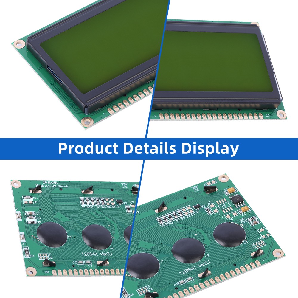 Yellow Green Film Hot Selling 12864K LCB STN Graphic LCD Display NT7108 Display With Backlight - Image 5