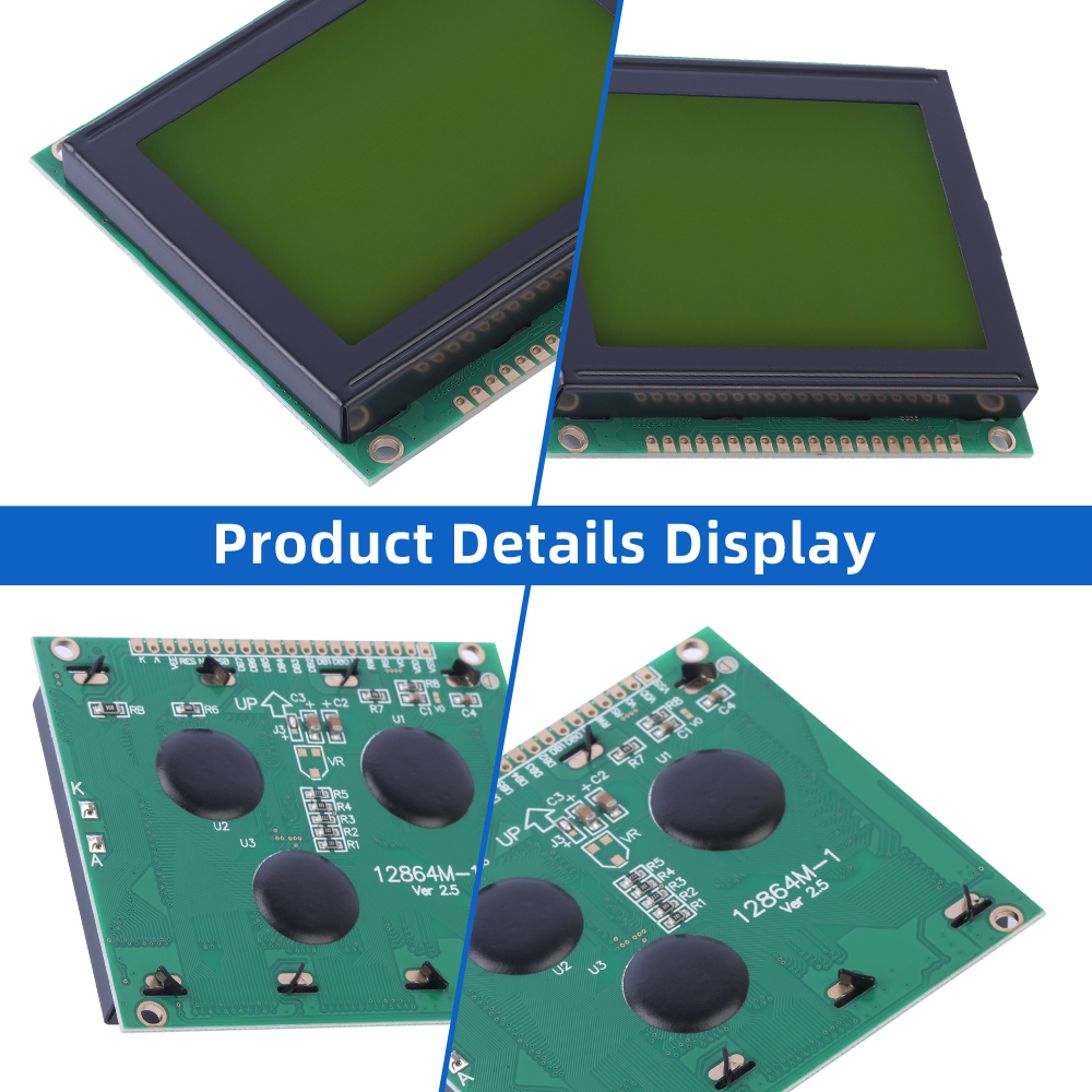Yellow Green Film LCM12864M-1 Graphic LCD Display Screen WiStar Controller ST7920 12864 Module 5V Power Supply - Image 5