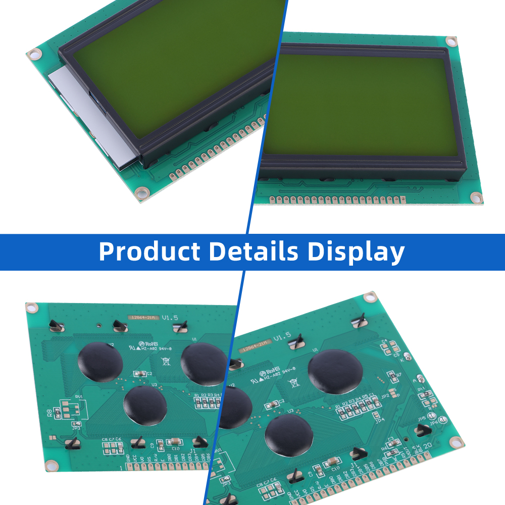 Yellow Green Film Source Manufacturer 12864-21M Chip ST7920 Voltage 3.3V 5V Serial Port LCD Screen - Image 5