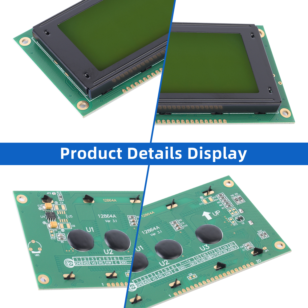 Yellow Green Film 12864A 20PIN SBN0064 Controller Parallel Port For Arduino 128X64 Graphics LCD - Image 5