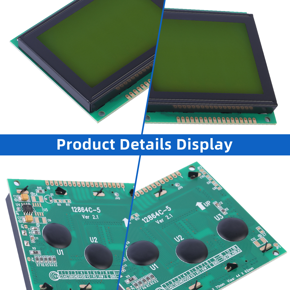Yellow Green Film Supports 5V And 3.3V Optional 128X64 Dots LCD Module Display With Backlight SBN0064 - Image 5