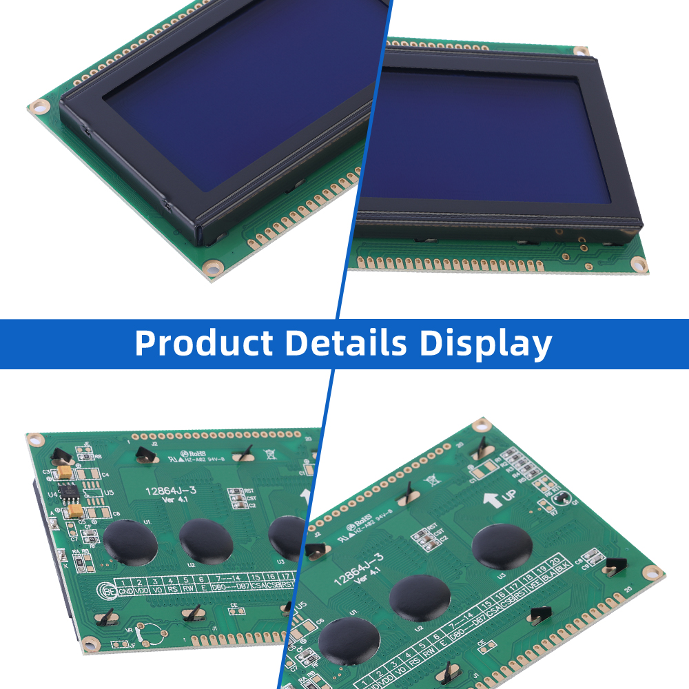 Blue Film 5V 12864J-3 WiStar 20P 93X70MM STN 5V Power Supply 128X64 Graphic LCD Display Screen - Image 5