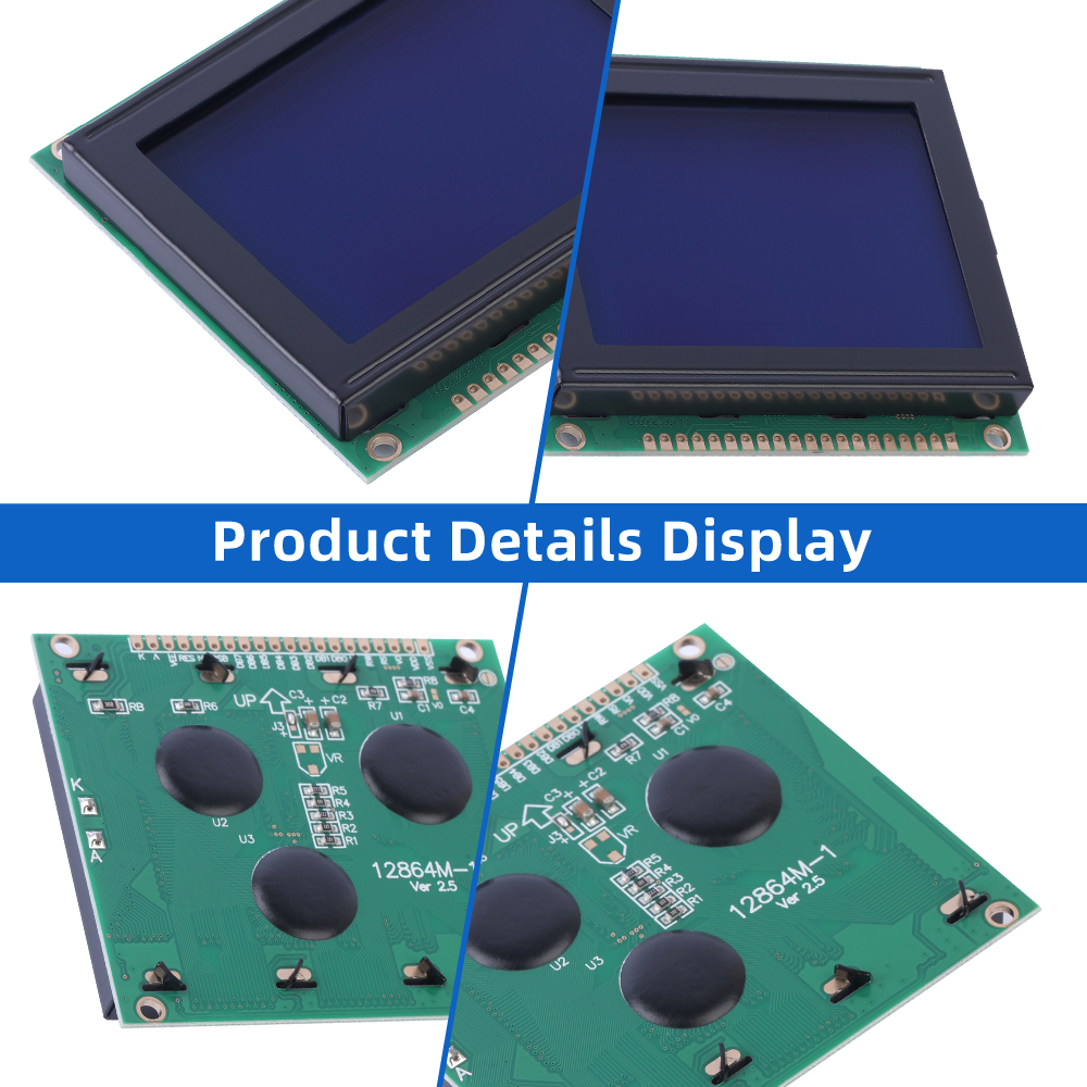Blue Film LCM12864M-1 WiStar Graphic LCD Display Screen 20P STN 6800 Parallel Controller ST7920 - Image 5