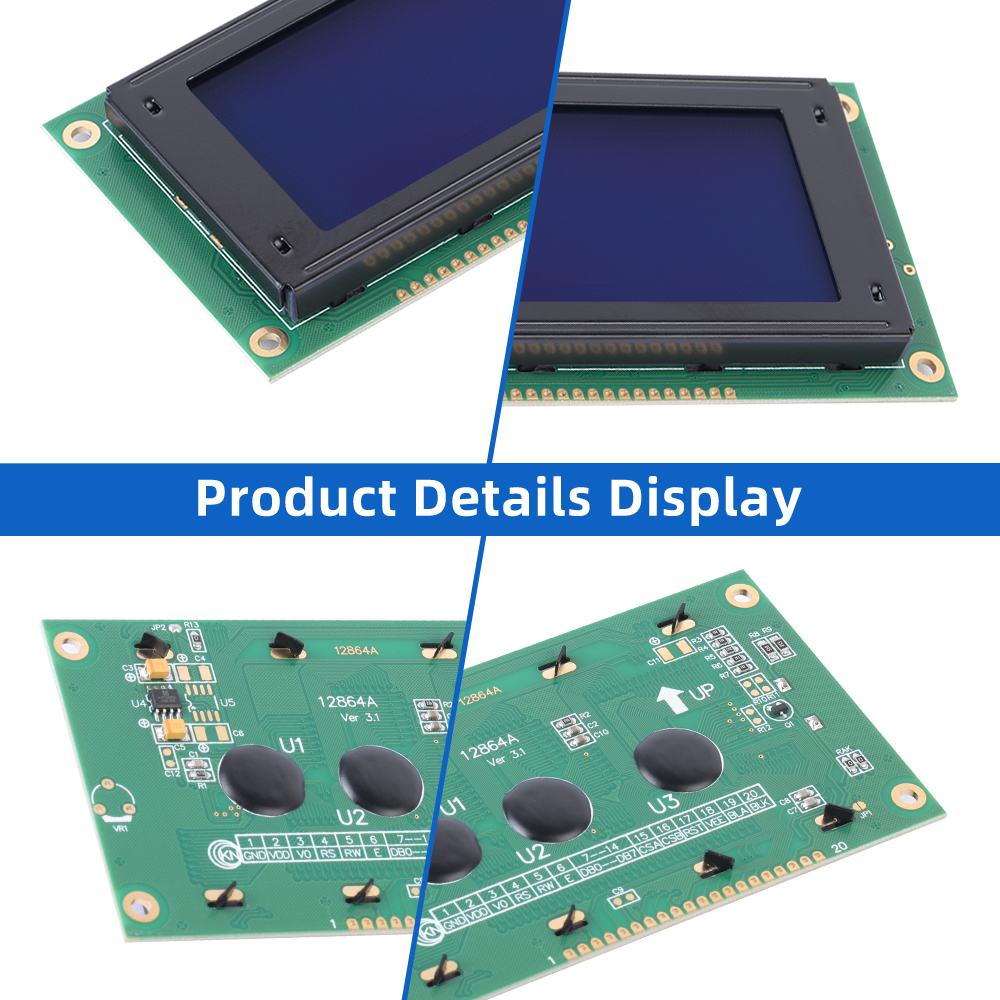 Blue Film Dots LCD Module 5V SBN0064 Parallel Port 12864A LCD Display With Backlight - Image 5