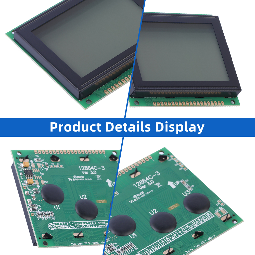 Grey Film 12864C-3 128*64 20PIN Parallel Port 78*70MM LCM Module Multilingual Module SBN0064 Control - Image 5